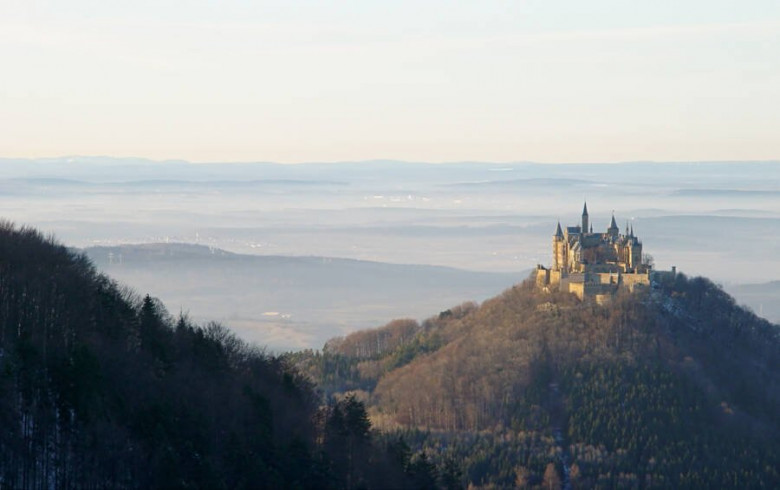 Hohenzollern Castle is nestled in Germany's Black Forest atop a mountain of its own name.