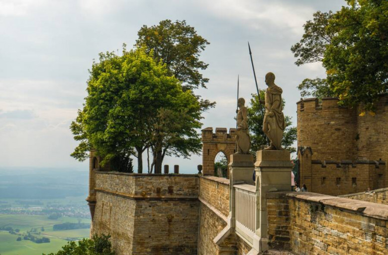 Statues stand guard over the castle grounds. The palace was considered "the most fortified house in Germany" back in the 11th century.