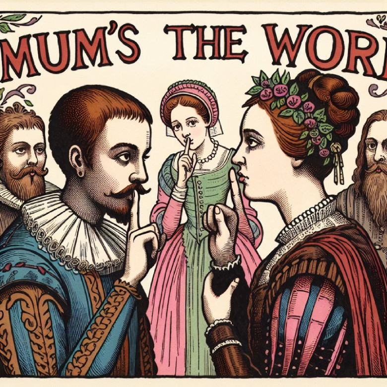 "Mum's the word" - Meaning to keep silent or quiet. The phrase appeared in "Henry VI, Part II" (Act 1, Scene 2).