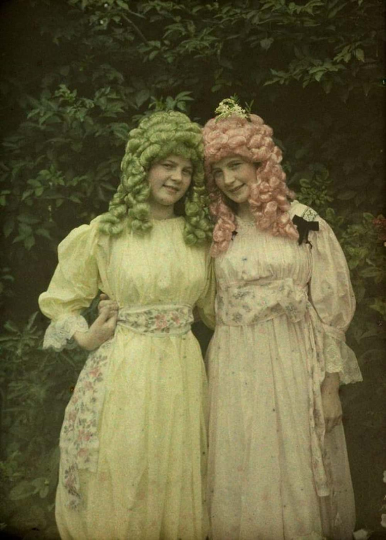 Young Girls In Wigs, c. 1912