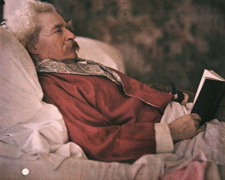 Mark Twain Reading In Bed, 1908